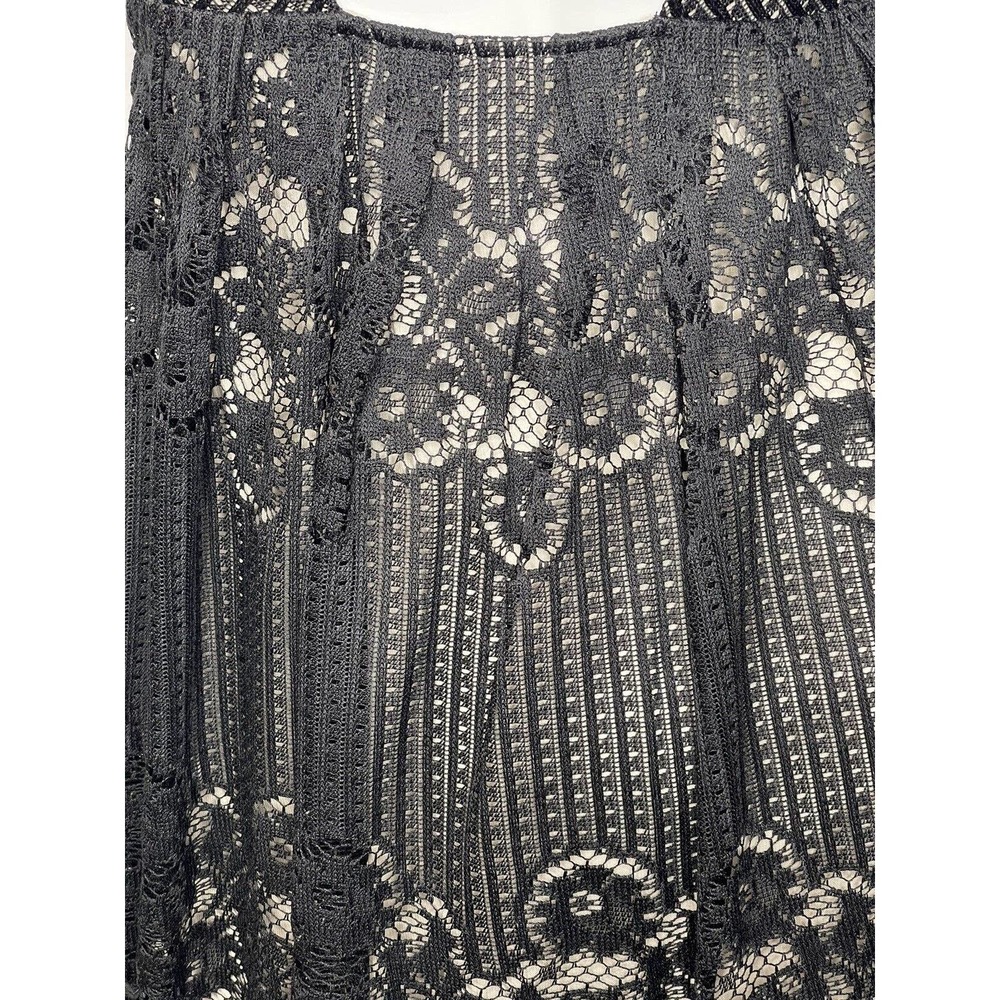 NEW NWT Free People Black Lace Overlay Nude Mini Dress size 2 Fit and Flare - Picture 3 of 6